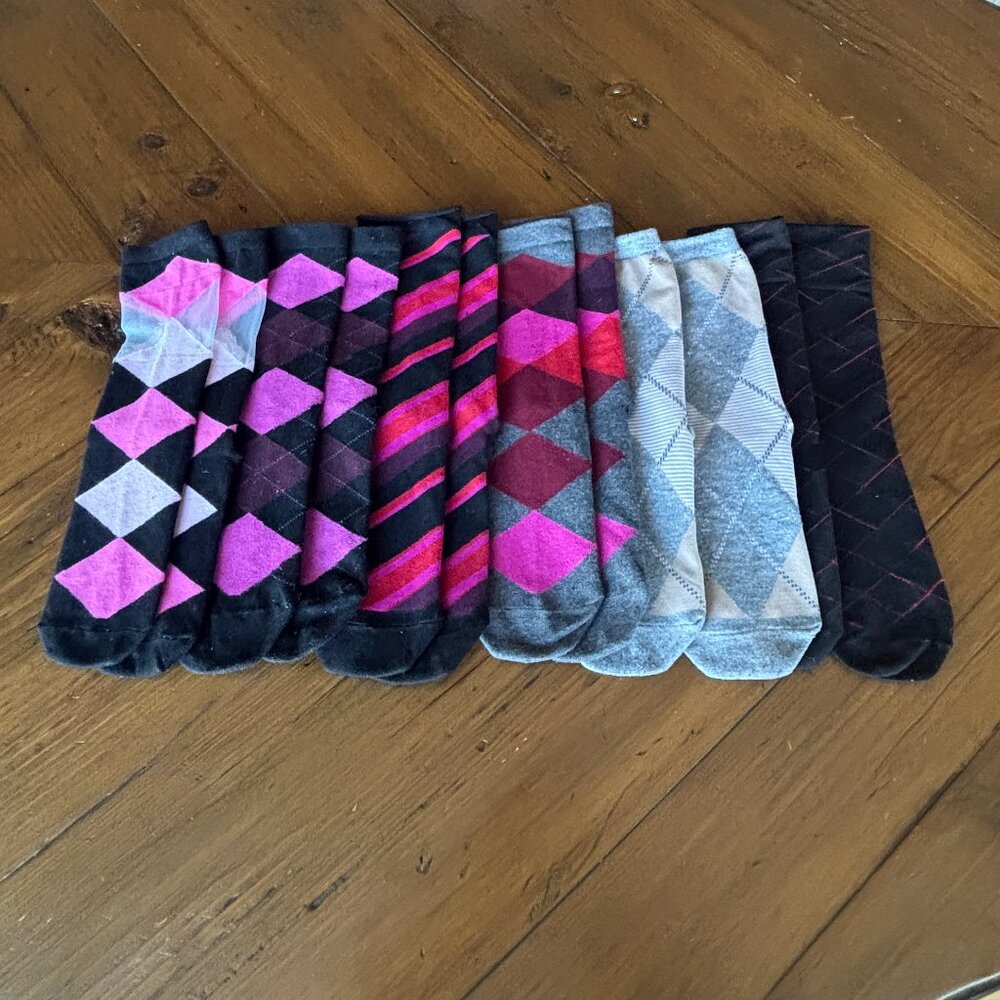 HUE Assorted Argyle Socks O/S